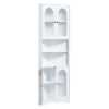 White Tall Corner Cabinet with Glass Doors & Led, 70.86" Tall Bathroom Storage Cabinet with 4 Doors and 6 Shelves, Linen Tower Corner Storage Cabinet