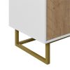 White and Gold Storage Cabinet with 2 Doors, Modern Buffet Sideboard Cabinet, Kitchen Buffet Cabinet with Storage Sideboard Buffet for Living Room