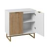 White and Gold Storage Cabinet with 2 Doors, Modern Buffet Sideboard Cabinet, Kitchen Buffet Cabinet with Storage Sideboard Buffet for Living Room