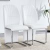 Set of 4 dining chairs, white dining chair set, PU material high backrest seats and sturdy leg chairs, suitable for restaurants, kitchens, living room