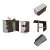 Laurel 3-Drawer L-Shaped Convertible Kitchen Island White and Dark Walnut