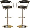 Contemporary Style Black Bar Stool Counter Height Chairs Set of 2 Adjustable Swivel Kitchen Island Stools