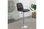 Adjustable Bar stool Chair Black Faux Leather Clean Lines Seat Chrome Base Modern Set of 2 Chairs / Bar Stool Dining Kitchen