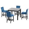 5-piece Counter Height Dining Table Set with One Faux Marble Dining Table and Four Upholstered-Seat Chairs, Table top: 40in.L x40in.W, for Kitchen and