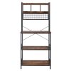 5-Tier Kitchen Bakers Rack with 10 S-Shaped Hooks and 3 Cubes ; Industrial Microwave Oven Stand; Free Standing Kitchen Utility Cart Storage Shelf Orga