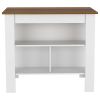 DEPOT E-SHOP Delos Kitchen Island, Four Legs, Three Shelves, White / Walnut