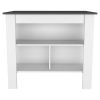 DEPOT E-SHOP Delos Kitchen Island, Four Legs, Three Shelves, White / Onix