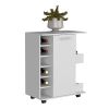 Kitchen Island Wynne with Storage and Cabinet, White / Macadamia Finish