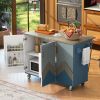 Retro Mountain Wood 47"D Kitchen Island with Drop Leaf, Accent Cabinet with Internal Storage Rack, Farmhouse Rolling Kitchen Cart on Wheels for Living