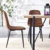 A set of 4 modern medieval style restaurant cushioned side chairs, equipped with soft cushions and black metal legs, suitable for kitchens, lounges, a