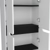 DEPOT E-SHOP Atka 67"H Kitchen Storage Cabinet, with Four Doors and Five Interior Shelves,White/Black