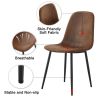 A set of 4 modern medieval style restaurant cushioned side chairs, equipped with soft cushions and black metal legs, suitable for kitchens, lounges, a