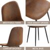 A set of 4 modern medieval style restaurant cushioned side chairs, equipped with soft cushions and black metal legs, suitable for kitchens, lounges, a