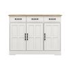 Farmhouse Buffet Cabinet Storage Sideboard with 3 Drawers and 3 Doors for Dining Living Room Kitchen Cupboard-White