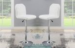 Adjustable Bar stool Chair White Faux Leather Clean Lines Seat Chrome Base Modern Set of 2 Chairs / Bar Stool Dining Kitchen