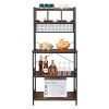 5-Tier Kitchen Bakers Rack with 10 S-Shaped Hooks and 3 Cubes ; Industrial Microwave Oven Stand; Free Standing Kitchen Utility Cart Storage Shelf Orga