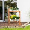 2-Tier Rolling Kitchen Island Serving Cart with Legs and Handle