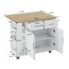 Multi-Functional Kitchen Island Cart with Stylish and Minimalist Bar Stools, Combination Set, Convenient and Practical (White Kitchen Island + Wood Co