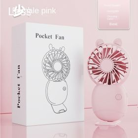 USB mini fan cartoon handheld fan portable desktop charging home electric fan gift (Dimensions: 138*78*28mm, Color: Pocket 6-[Pink Meow]])