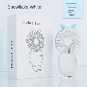 USB mini fan cartoon handheld fan portable desktop charging home electric fan gift (Dimensions: 138*78*28mm, Color: Pocket Generation 6-[White Deer]])