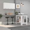 Caledon 2 Piece Kitchen Set, Kitchen Island + Upper Wall Cabinet , White /Walnut