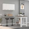 Caledon 2 Piece Kitchen Set, Kitchen Island + Upper Wall Cabinet , White /Walnut