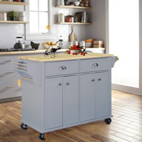 Cambridge Natural Wood Top Kitchen Island with Storage (Color: as Pic)