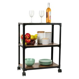 Charm 3 Shelf Mobile Kitchen Serving Cart (Color: Black)