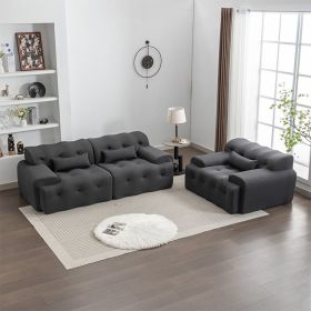 Oversized Couch Modern Living Room Sofa with 26.77 Inch Deep Seat, Extra Large Couches with 2 Pillows Comfy Fabric Tufted Loveseat Sofas 90 Inch Wide (Color: DARK GREY)