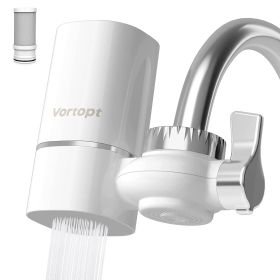 Vortopt Faucet Water Filter for Sink - NSF Certified Water Purifier for Faucet, 400 Gallons Faucet Mount Tap Water Filtration System for Kitchen, Bath (Color: White)