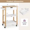 3-Tier Kitchen Island Cart Rolling Service Trolley with Bamboo Top