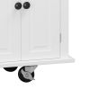 Kitchen Island Cart with Two Storage Cabinets and Two Locking Wheels,43.31 Inch Width,4 Door Cabinet and Two Drawers,Spice Rack, Towel Rack