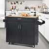 Rolling Kitchen Island Cart with Towel and Spice Rack