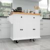 Kitchen Island Cart with Two Storage Cabinets and Two Locking Wheels,43.31 Inch Width,4 Door Cabinet and Two Drawers,Spice Rack, Towel Rack