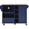 Kitchen Island Cart with Storage Cabinet and Two Locking Wheels,Solid wood desktop,Microwave cabinet,Floor Standing Buffet Server Sideboard for Kitche