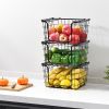 Oceanstar Stackable Metal Wire Storage Basket Set for Pantry, Countertop, Kitchen or Bathroom ‚Äì Black, Set of 3