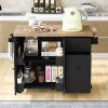 Kitchen Island with Drop Leaf, 53.9" Width Rolling Kitchen Cart on Wheels with Internal Storage Rack and 3 Tier Pull Out Cabinet Organizer, Kitchen St