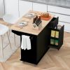 Kitchen Island with Drop Leaf, 53.9" Width Rolling Kitchen Cart on Wheels with Internal Storage Rack and 3 Tier Pull Out Cabinet Organizer, Kitchen St