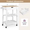 3-Tier Kitchen Island Cart Rolling Service Trolley with Bamboo Top