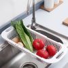 1pc Retractable Fruits And Vegetables Drain Basket; Extendable Over The Sink; Adjustable Strainer; Sink Washing Basket For Kitchen