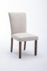 Cotton Linen Dining Chairs Set of 2, Parsons Diner Chairs Upholstered Dining Room Chairs with High Back Padded Dining Chairs with Solid Wood Legs for