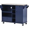 Kitchen Island Cart with Storage Cabinet and Two Locking Wheels,Solid wood desktop,Microwave cabinet,Floor Standing Buffet Server Sideboard for Kitche