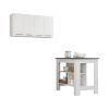 Caledon 2 Piece Kitchen Set, Kitchen Island + Upper Wall Cabinet , White /Walnut