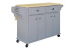 Cambridge Natural Wood Top Kitchen Island with Storage