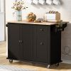 Kitchen Island with Drop Leaf, 53.9" Width Rolling Kitchen Cart on Wheels with Internal Storage Rack and 3 Tier Pull Out Cabinet Organizer, Kitchen St